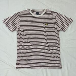 Vans Short Sleeve Tee, Color Maroon and White Striped, Size L *